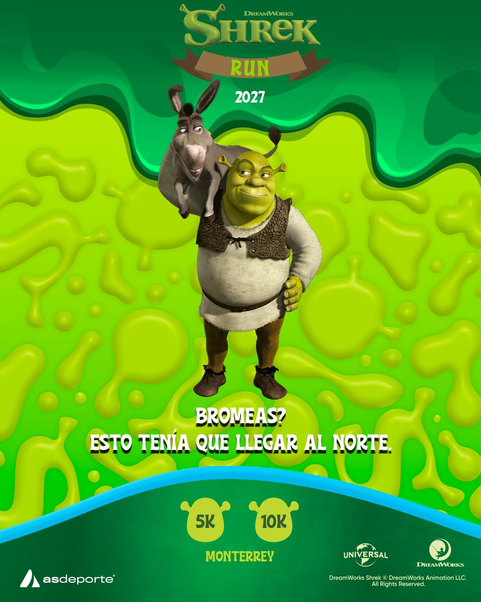 asdeporte's tweet photo. El pantano ya encontró su camino al norte. 💚
Shrek y Burro llegan a Monterrey para demostrar que las mejores aventuras también se corren.

📍 Monterrey
📅 17 de enero de 2027
🏃 5K | 15K

Arma tu equipo, asegura tu lugar y prepárate para una carrera digna de un verdadero ogro.
Inscríbete aquí: https://t.co/Bt5Pk79usc
#ShrekRun2027