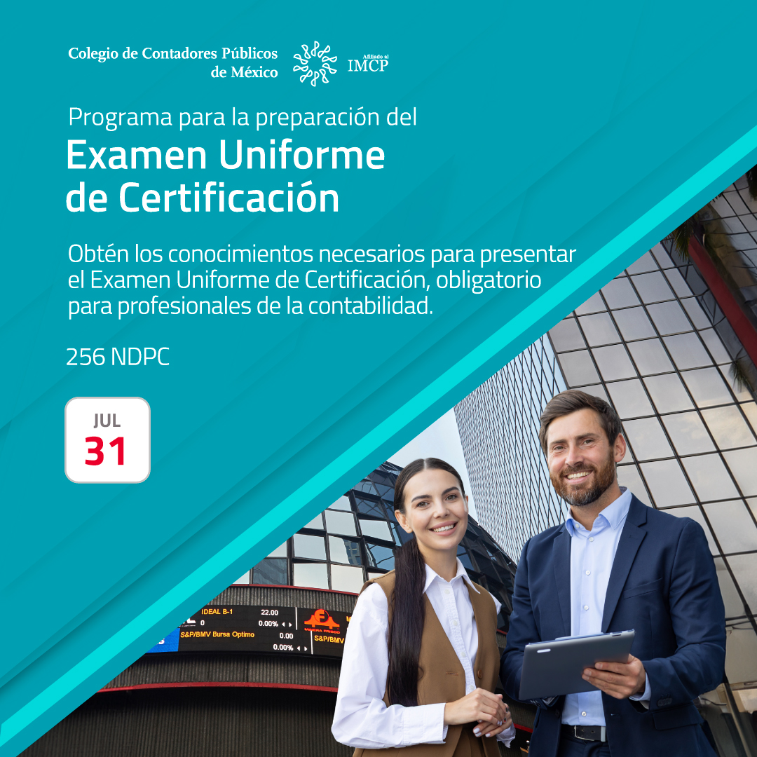 colegiocpmexico's tweet photo. Con sede en la #BMV. Obtén los conocimientos necesarios para presentar el #ExamenUniformeDeCertificación, obligatorio para los profesionales de la #Contabilidad. Prepárate con nosotros y obtén la #CertificaciónProfesional emitida por el #IMCP.
Registro aquí: 👉https://t.co/QiQhfsOzl9