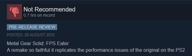 OddSteamReviews's tweet photo. Metal Gear Solid Delta: Snake Eater https://t.co/Zh9QLW8rrj