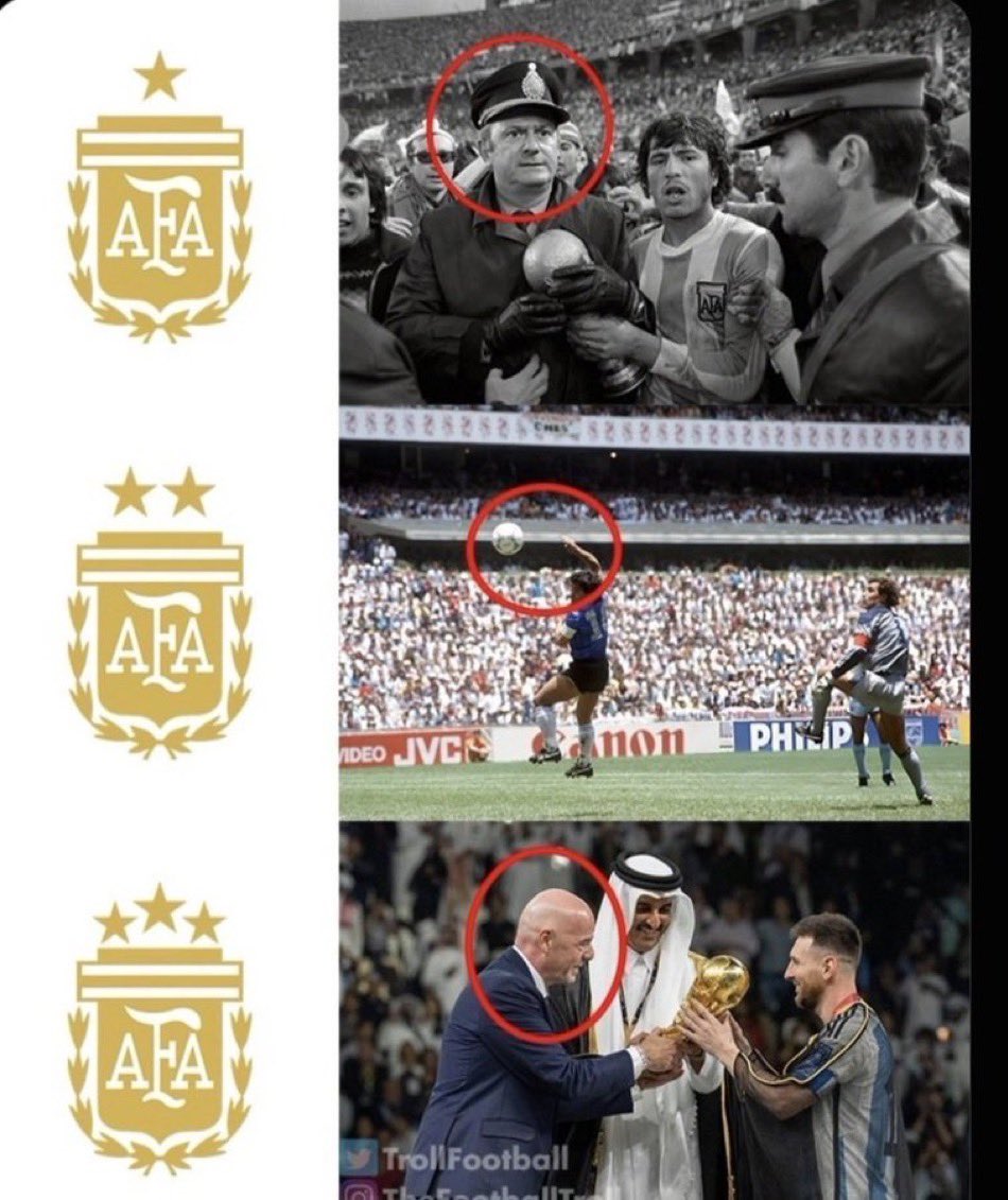 ArgensimioMeser's tweet photo. Argentina tiene 3 copas sí, pero amañadas y robadas. 🫠 https://t.co/yZ40nqSu3n