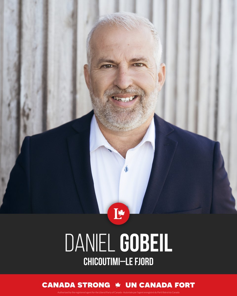 liberal_party's tweet photo. An agricultural leader with deep roots in Chicoutimi–Le Fjord, Daniel Gobeil will be our Liberal candidate in the upcoming by-election.

He has spent his career standing up for farmers and communities across the region. With Mark Carney, he's ready to protect our economy and our future.