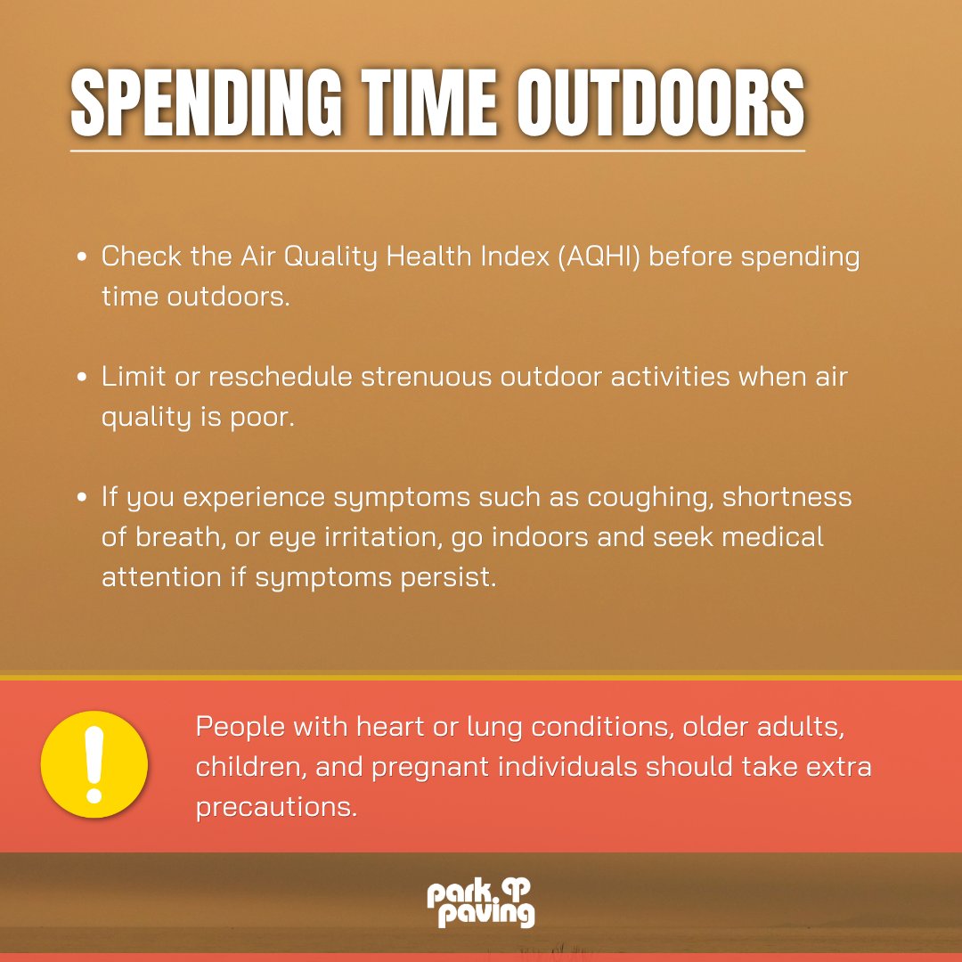 ParkPaving's tweet photo. Wildfire smoke can travel hundreds of kilometers, affecting air quality far from the fire itself. It can create hazy conditions, reduce visibility, and pose health risks to anyone working or spending time outdoors.
#yeg #yegcommunity #alberta #edmonton #airquality #wildfiresafety https://t.co/hhJr4Z60Wj