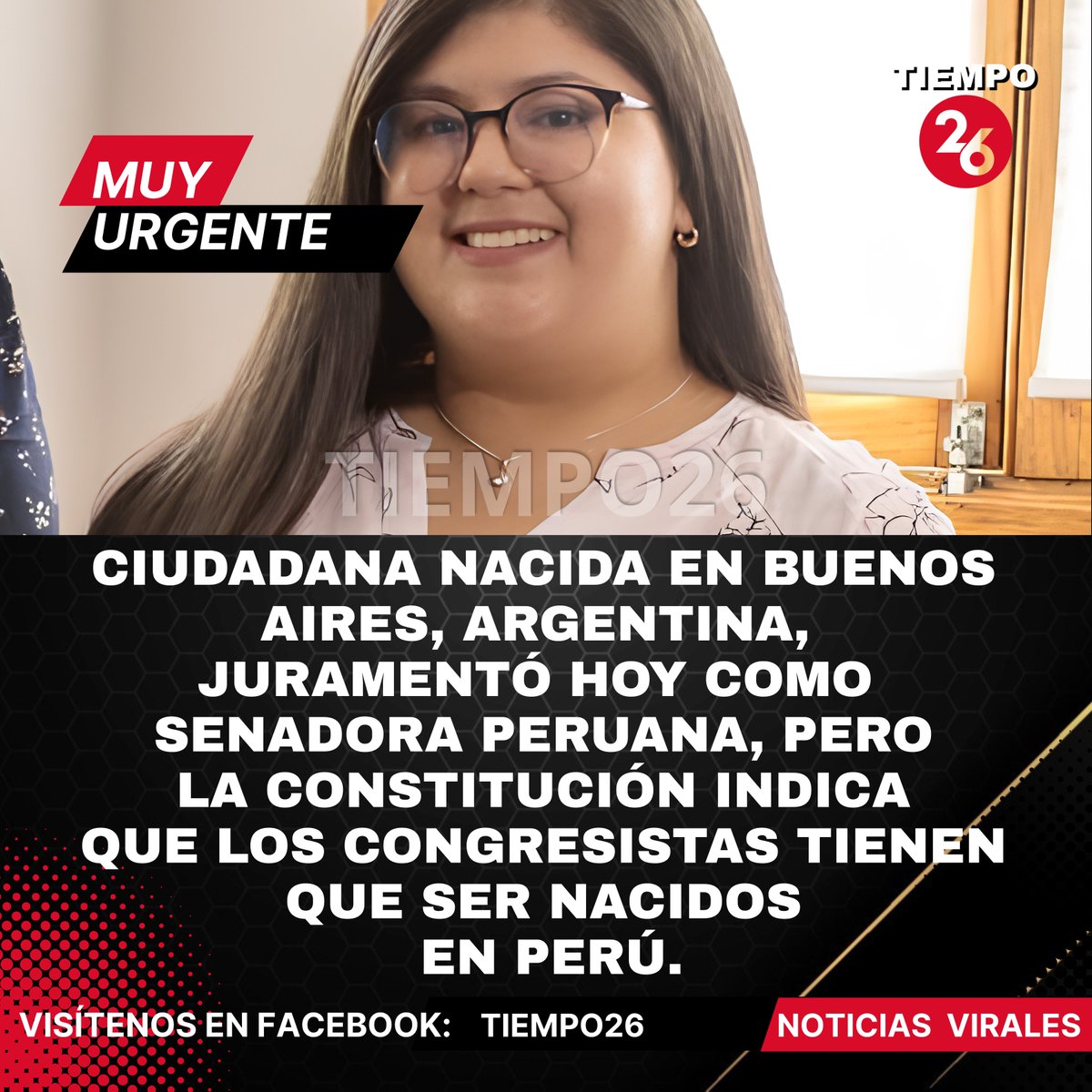 suriel's tweet photo. ⚫🔴CIUDADANA ARGENTINA, NACIDA EN BUENOS AIRES, HOY, JURAMENTÓ COMO SENADORA, POR EL PARTIDO BUEN GOBIERNO, DE JORGE NIETO.
Romina Alejandra Uribe Saenz ya recibió sus credenciales y está lista para ocupar su curul en el nuevo parlamento bicameral.

Ella nació en Buenos Aires, Argentina. Pero, lo raro es que la Constitución de 1993 indica que para postular debe ser peruano de nacimiento.