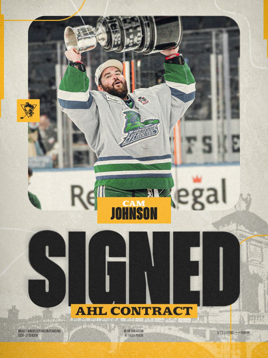 WBSPenguins's tweet photo. The Penguins have signed goaltender Cam Johnson for the 2026-27 season.

https://t.co/a33s6CDTDN https://t.co/pwECBPd1bZ