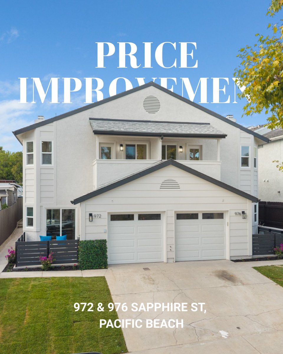 TheTashTeam1's tweet photo. PRICE IMPROVEMENT | North Pacific Beach Now offered at $1,725,000 each. 
📍972 Sapphire Street
📍976 Sapphire Street
Now $1,725,000 each https://t.co/fUnYRiO8DL