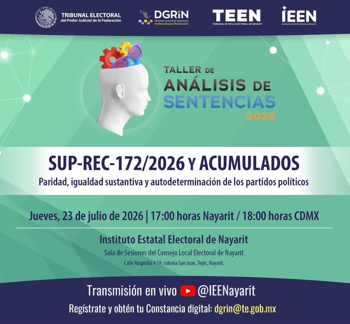 trieenmx's tweet photo. Taller de Análisis de Sentencias 2026

Reflexionemos sobre la paridad, igualdad sustantiva y autodeterminación de los partidos políticos. 

🎥 Transmisión en vivo:

https://t.co/wftRjjzHXF https://t.co/U4g7A13dAt