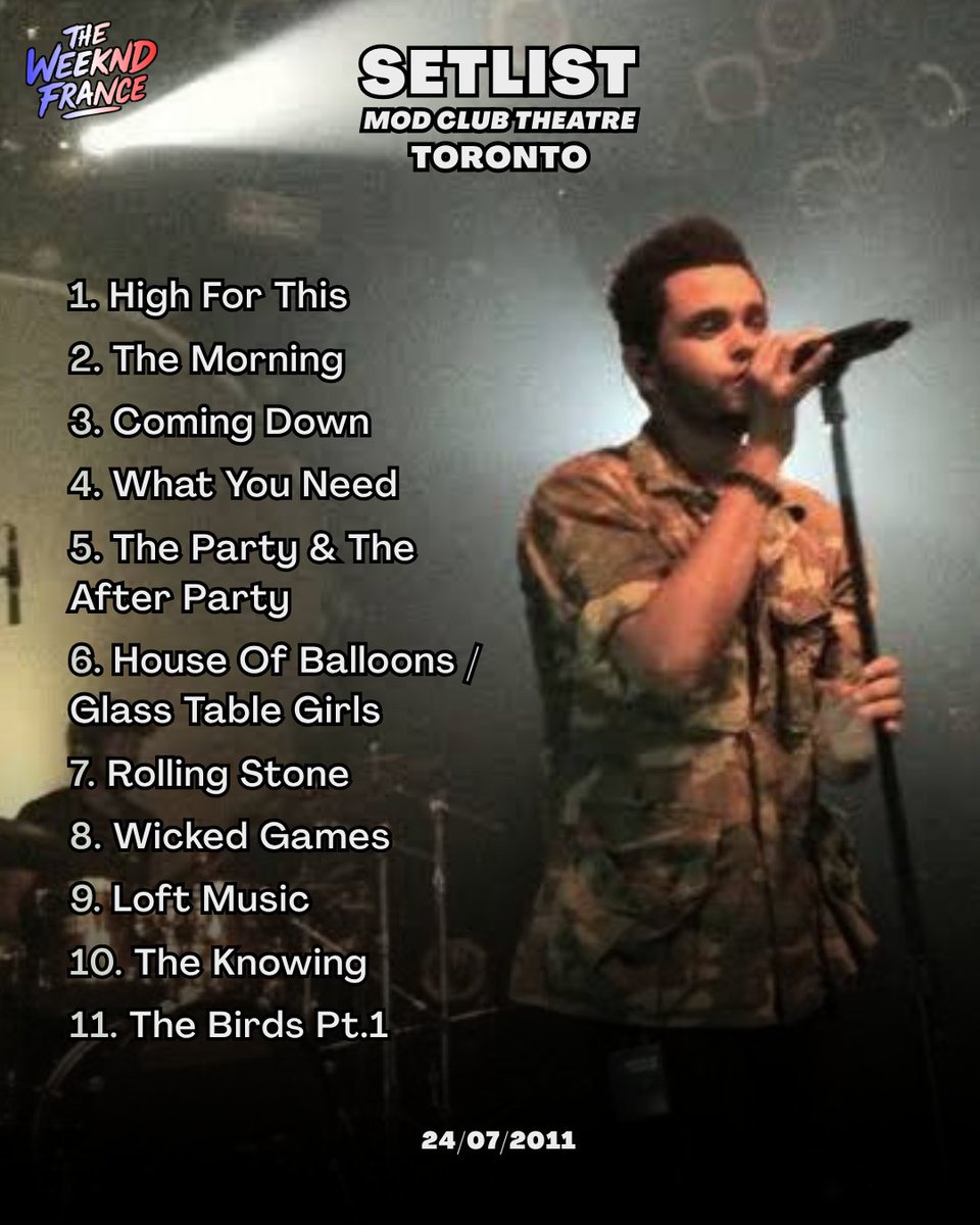 WeekndFrance's tweet photo. 🎂 Il y a 15 ans jour pour jour, The Weeknd donnait le tout premier concert de sa carrière au Mod Club Theatre de Toronto. 🇨🇦

🎤 De sans-abri à l'un des plus grands artistes de sa génération, Abel remplit désormais les plus grands stades du monde : il vient notamment de réunir plus de 320 000 spectateurs à Paris lors de 4 dates au Stade de France en seulement 5 jours ! 🐐