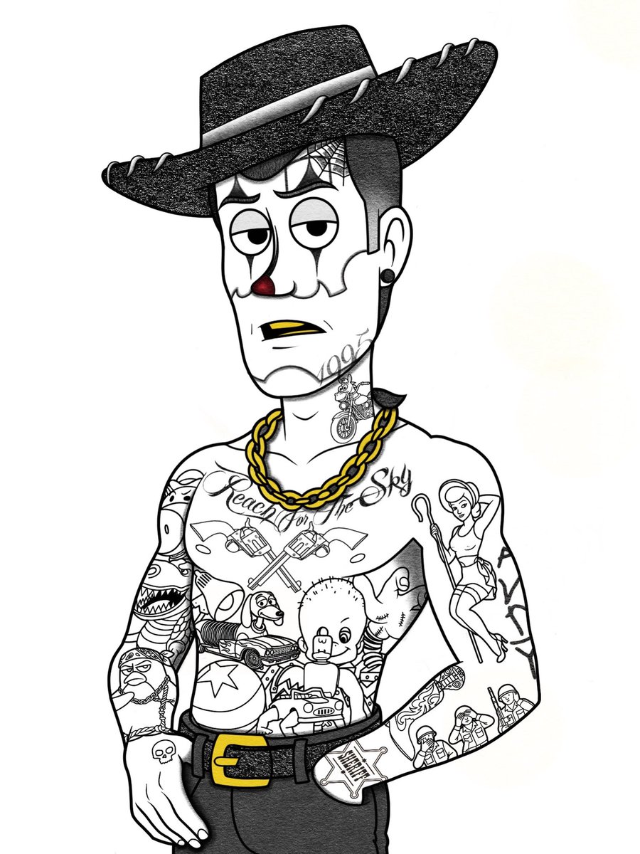 Late_Check_Out_'s tweet photo. Iykyk, Woody On Set For Toy Story 6.

#illustrations #chicano #latecheckout #clowns #toystory #artist #tattoos #inked #art #woody https://t.co/wyczBHqrYV