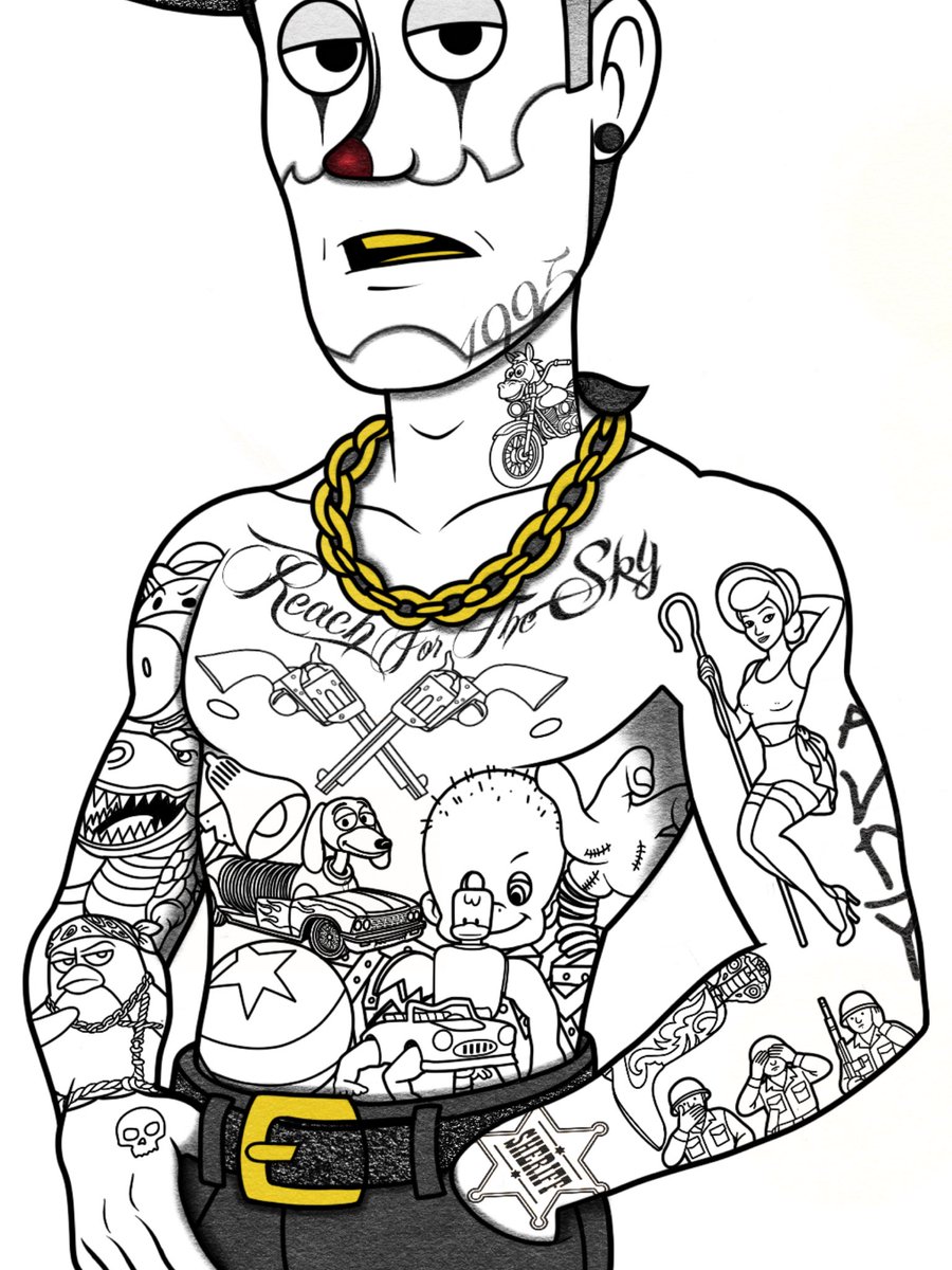 Late_Check_Out_'s tweet photo. Iykyk, Woody On Set For Toy Story 6.

#illustrations #chicano #latecheckout #clowns #toystory #artist #tattoos #inked #art #woody https://t.co/wyczBHqrYV