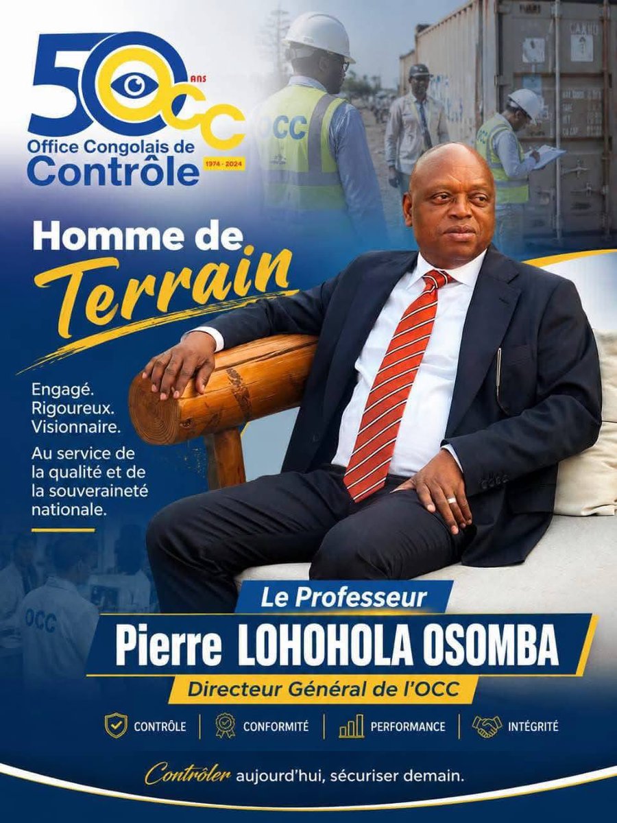 Shako_Beatrice2's tweet photo. Le Directeur Général de l’OCC, le Professeur Pierre Lohohola Osomba, poursuit son engagement en faveur de la bonne gouvernance.

Fidèle à ses engagements, le Directeur Général de l’Office Congolais de Contrôle (OCC), le Professeur Pierre Lohohola Osomba, continue de poser des actes concrets qui améliorent les conditions de travail des agents et cadres de l’entreprise.

À seulement 49 jours de sa prise de fonctions, il honore déjà l’une de ses principales promesses : le paiement régulier des salaires, effectué les 24 ou 25 de chaque mois, conformément aux dispositions en vigueur.

Une fois de plus, cet engagement a été respecté ce mois-ci, suscitant la satisfaction des agents et cadres de l’OCC. Ce geste témoigne de sa volonté de promouvoir une gestion rigoureuse, responsable et axée sur les résultats.

Les agents saluent cette démarche, qui marque une rupture avec certaines pratiques du passé, et encouragent le Directeur Général à poursuivre sur cette voie afin de renforcer davantage la performance et la crédibilité de l’entreprise.

Inspiré par les idéaux de bonne gouvernance portés par le feu Étienne Tshisekedi wa Mulumba, le Professeur Pierre Lohohola Osomba s’emploie à traduire cette vision en actions concrètes.

Par son leadership et son sens des responsabilités, il contribue à la mise en œuvre de la vision du Président de la République, Félix-Antoine Tshisekedi Tshilombo, en inscrivant progressivement son empreinte à la tête de l’Office Congolais de Contrôle. 

@PLohohola @julienpalukucom @fatshi13