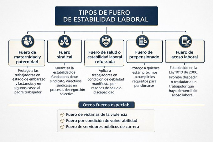juridicascol's tweet photo. TIPOS DE FUERO DE ESTABILIDAD LABORAL ⚖️

🧑‍⚖️ DESEAS ESTAR ACTUALIZADO A DIARIO DE TODA LA JURISPRUDENCIA DEL PAIS? SUSCRIBETE 👉 https://t.co/pbsHVXKcKz https://t.co/nnwaQ2dUvC
