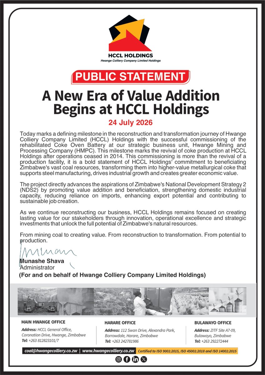 HCCLHoldings's tweet photo. 🚀 Rebuilt. Reignited. Ready for the future.
#HCCLHoldings
#MetCoke
#FoundryCoke
#CokeProduction https://t.co/mJjMid9vdY