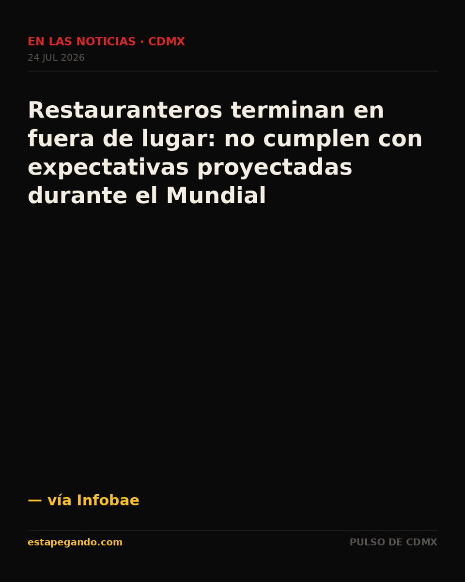 EstapegandoMX's tweet photo. En las noticias · CDMX

Restauranteros terminan en fuera de lugar: no cumplen con expectativas proyectadas durante el Mundial

— vía Infobae

#estapegando #CDMX #ComidaCDMX https://t.co/iX6DdGEtW2