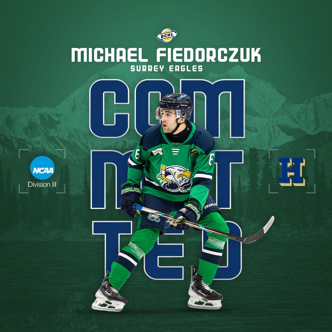 BCHockeyLeague's tweet photo. Congrats to Surrey Eagles F Michael Fiedorczuk on his commitment to Hamilton College!

📸 Island Images https://t.co/BQbfwef80g