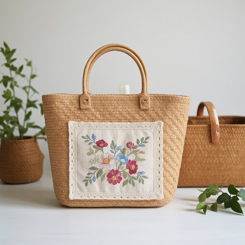 HouseSVT03's tweet photo. Just finished this hand-woven linen tote—raw, earthy texture + tiny woven daisies make it perfect for farmers market runs! https://t.co/ZPJ2uCUwCW