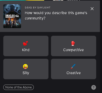 WeekendNaps's tweet photo. I swear, Epic Games has some of the funniest survey questions after getting off: https://t.co/XMUuqGZ1MB