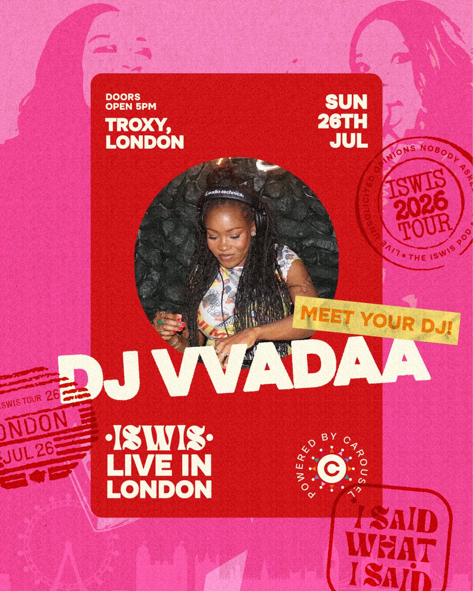 ISWISPodcast's tweet photo. Gbeborun Central LONDON!!! 🇬🇧❤️
We’re kicking off our biggest live tour yet this SUNDAY at Troxy London and a tour this fabulous deserves a Host and DJ to match! 

Our Host: @seyiclassic 
Our DJ: @vvadaa

You already know it’s about to be a TIME🤭
If you haven’t grabbed your tickets yet, this is your sign oh because the gist is never as sweet secondhand. See you there! ❤️
