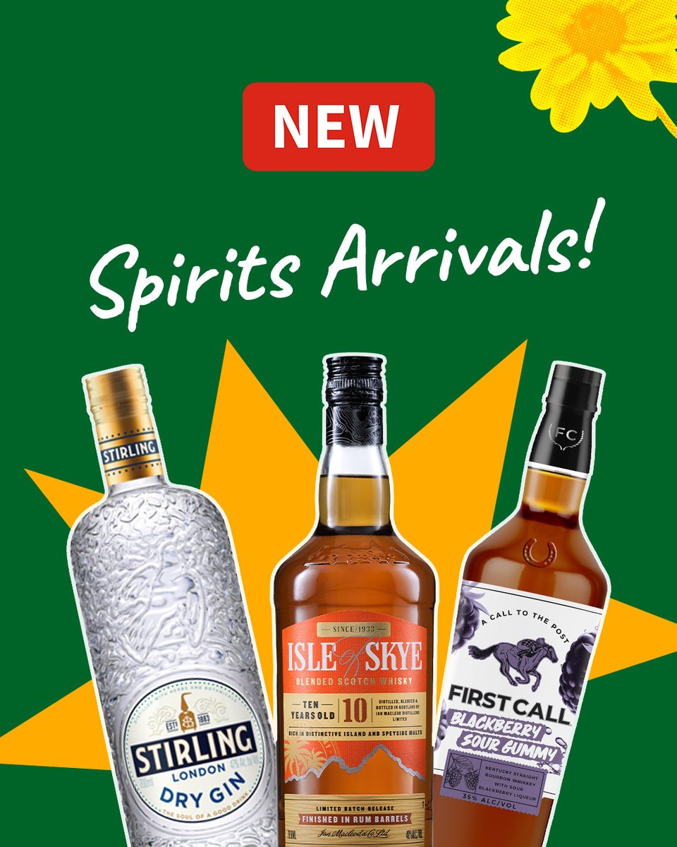 TotalWine's tweet photo. New spirits? Don't mind if we do! 🥃🍸

From only 3 ingredient tequila and award-winning rum to ready-to-drink spritzes that belong on your patio, there's a lot to be excited about.

Keep an eye out for these new arrivals, then swipe through to see what's waiting on the shelves:

✨ Cazcanes Nuestras Raíces, a limited release celebrating traditional tequila-making. Spotted at select locations in: AZ, CA, CO, CT, DE, FL, GA, MA, MD, MN, NJ, NM, SC, TN, TX, WA, WI, and Washington D.C. 

🌴 Nicoya Rum, an award-winning Costa Rican rum worth getting to know

🍋 Edinburgh's Key Lime & Ginger Gin, plus The Meadows Gin and Raspberry Liqueur

🇬🇧 Stirling London Dry Gin

🥃 Isle of Skye 10 Year, finished in rum barrels for an extra layer of flavor

🌵 Rilo Agave Blanco & Reposado Tequila made with only 3 ingredients: water, yeast, and agave. 

🍸 Beyond the Bar French Blonde helps Swifites can now enjoy cocktail night on easy mode

☀️ CapoGiro Spritzes, including Elderflower, Limoncello, and the classic Spritz

Which one are you grabbing first? 👇