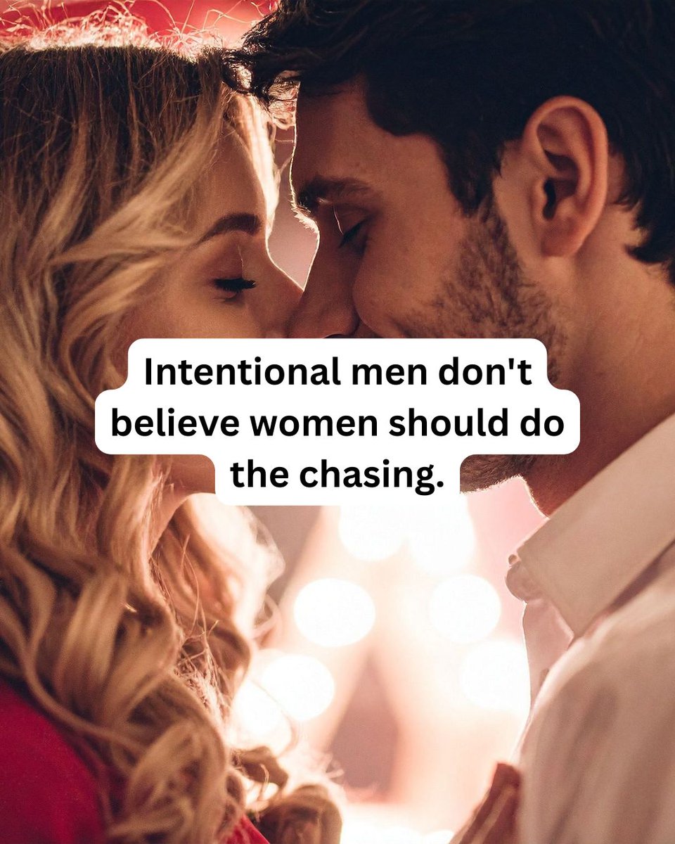 MatthewCoast's tweet photo. Intentional men don't believe women should do the chasing.

A man who wants you will pursue you.
He'll make his intentions clear.
He'll ask you out, not hint around.
He'll call you, not just text when it's convenient.
He'll plan dates, not leave everything up to you.
He'll invest time, effort, and energy into getting to know you.

You won't have to wonder where you stand.
You won't have to decode mixed signals.
You won't have to initiate every conversation.
You won't have to beg for his attention.
You won't have to convince him you're worth choosing.

An intentional man knows what he wants, and he goes after it.

He doesn't play games or test your interest.
He doesn't keep you guessing to protect his ego.
He doesn't make you compete for his attention.
He doesn't breadcrumb you with just enough to keep you around.

He respects you too much to waste your time.
He values you too much to leave you confused.
He's confident enough to risk rejection.
He's mature enough to communicate clearly.

If you're always the one reaching out, he's not that interested.
If you're always the one making plans, he's not that invested.
If you're always the one initiating, he's not that serious.
If you're doing all the chasing, you're doing all the work.

And a relationship where only one person is trying isn't a relationship.

Stop chasing men who should be chasing you.
Stop giving your energy to someone who won't match it.
Stop settling for lukewarm effort when you deserve intentional pursuit.

The right man won't make you chase him.
He'll make sure you never have to question his interest.
He'll show up consistently, pursue you intentionally, and love you deliberately.

You deserve to be chosen with certainty, not chased with uncertainty.