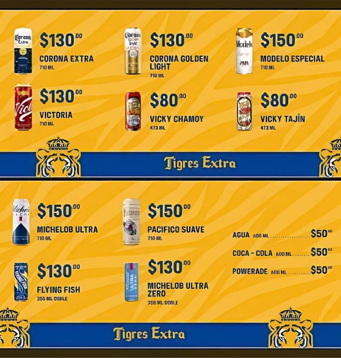 sameltov's tweet photo. Precios de la cheve a partir de mañana en el estadio Universitario…inicia la historia de cerveza Corona y Club Tigres en casa: https://t.co/22dkGGjDfw