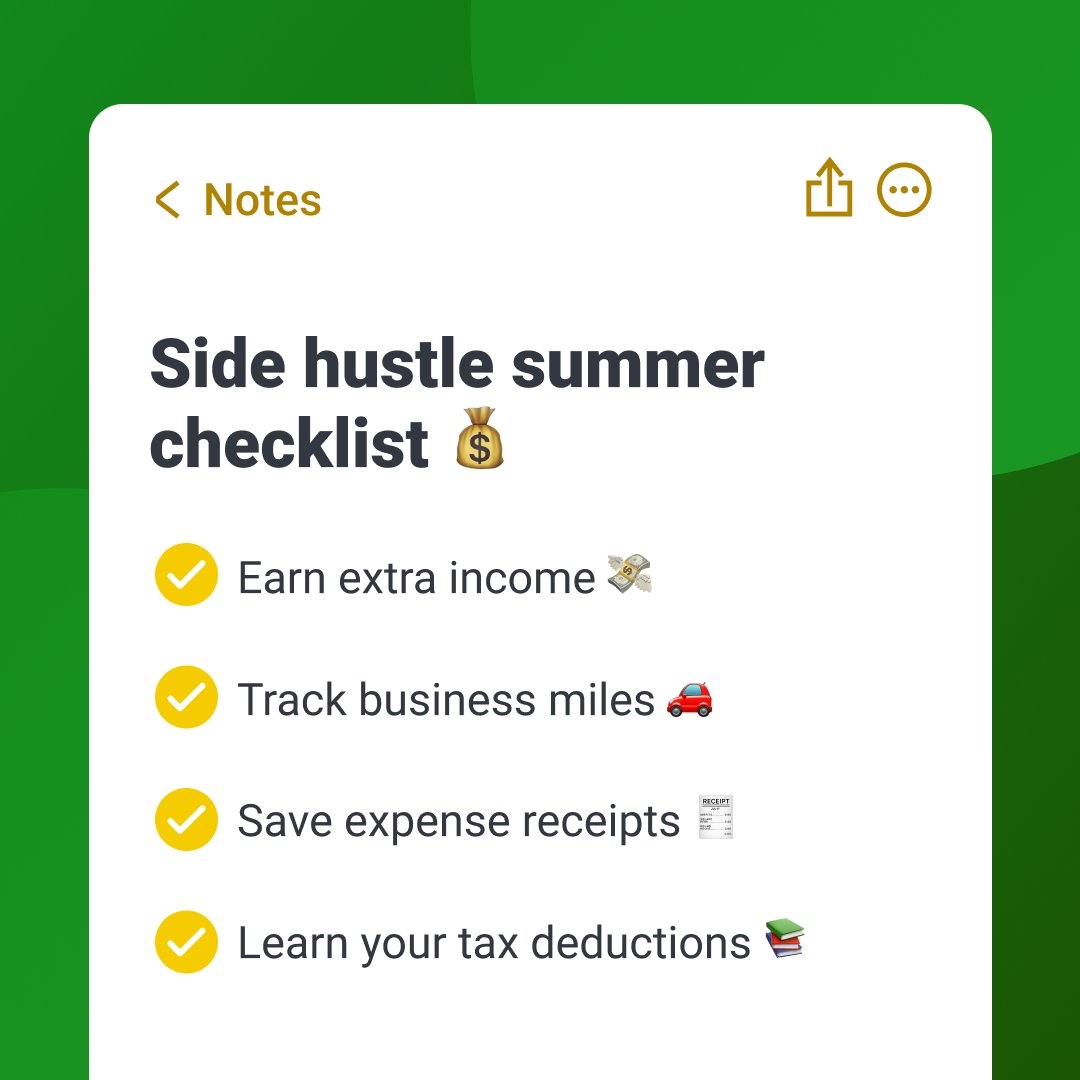 TaxSlayer's tweet photo. ☀️ Making extra money through a side hustle this summer? Check out our self-employed tax tips and get ahead before tax season comes around. https://t.co/SmpUJDEn7G https://t.co/8q58G6CotX