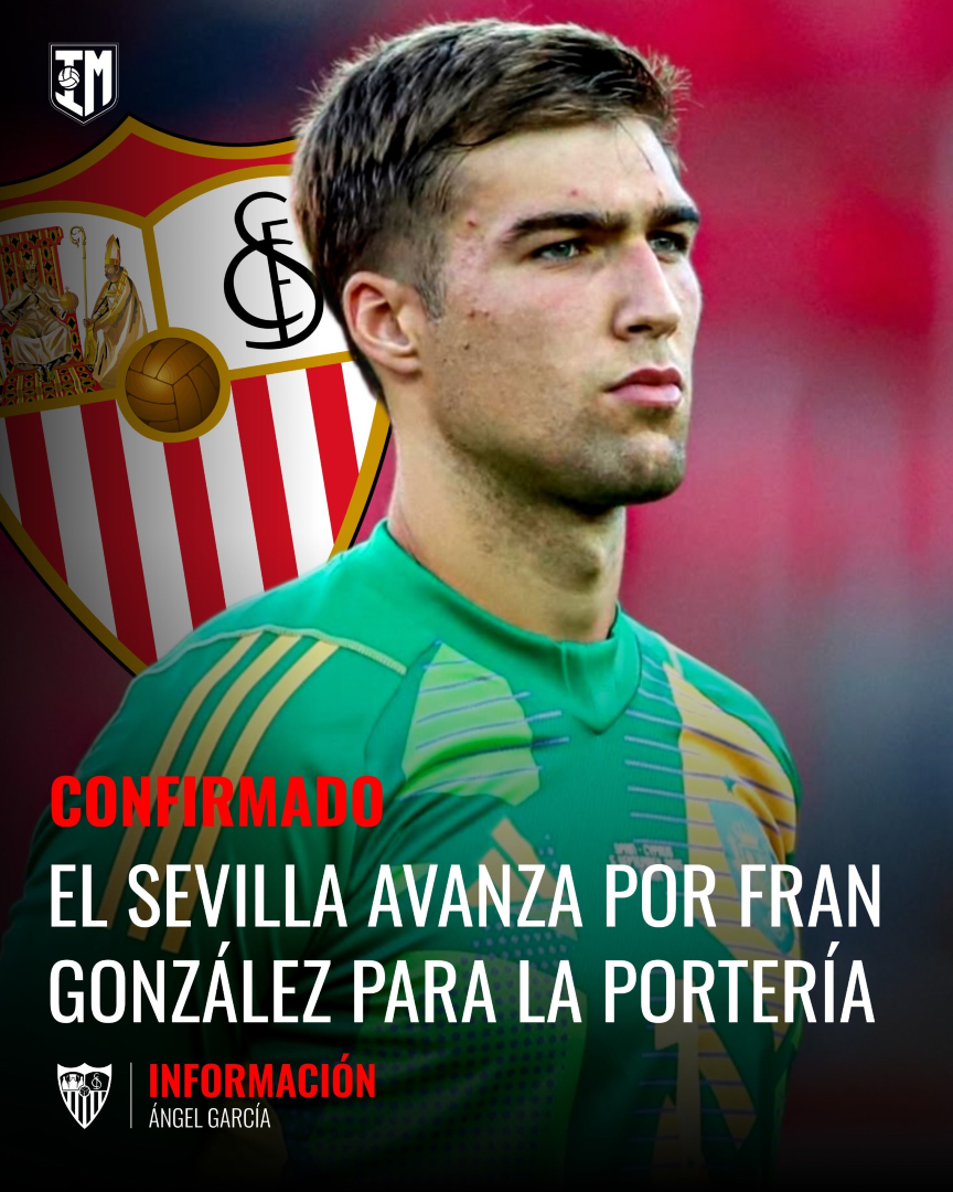 infomorrocotudo's tweet photo. 🔴⚪️ CONFIRMADO | El #SevillaFC avanza por Fran González.

ℹ️ Según ( @__AngelGarcia__ ), el elegido para reforzar la portería sevillista es Fran González, guardameta del Real Madrid Castilla. Es una de las opciones que maneja la dirección deportiva nervionense.

🧤 El joven portero encaja en el perfil de futuro que busca el club para seguir construyendo la plantilla. Se estaría avanzando en las negociaciones con el Real Madrid para su incorporación.

👀 La planificación continúa y la portería sigue siendo una de las prioridades del Sevilla en este mercado de fichajes.