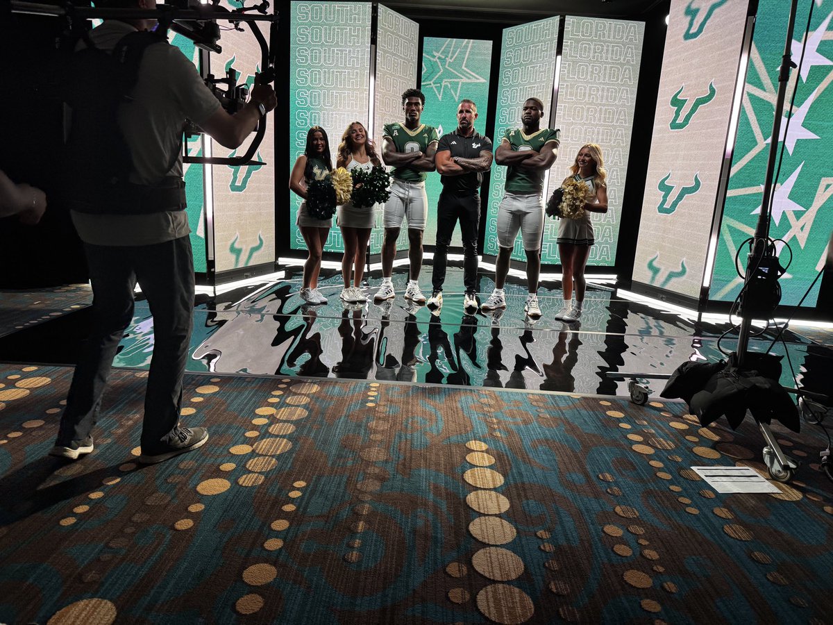 BSiegristUSF's tweet photo. A really strong two days from our Bulls at @American_Conf media days.
Appreciate the 20 or so Bay Area media outlets that came out to cover South Florida.
Camp opens in a little over a week. 
#GoBulls🤘 https://t.co/9kjtwEtwHj