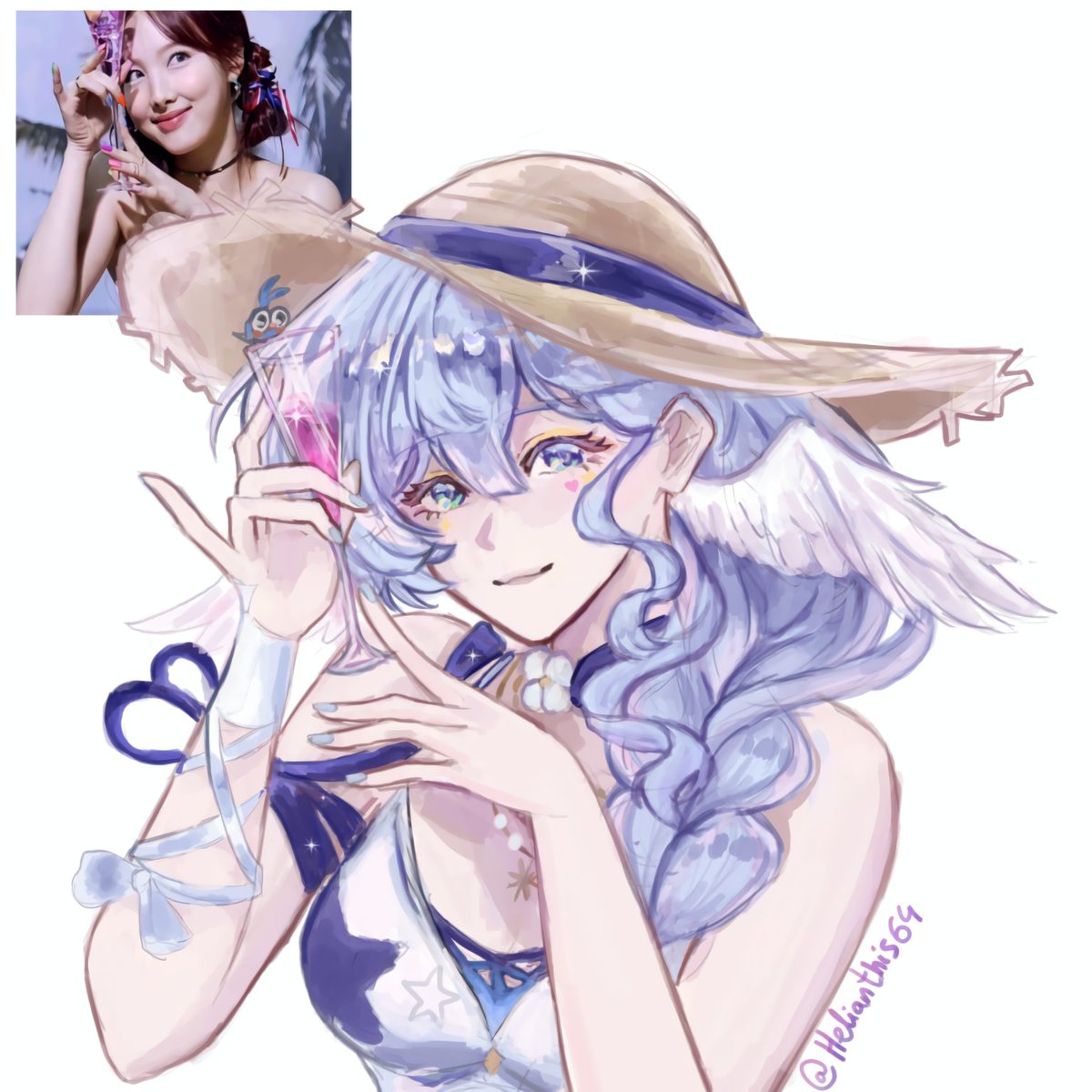 Helianthis64's tweet photo. Had to draw her inspired by this 😋🍹🩵

#robinhsr #robinsumeretto #Honkaistarrail https://t.co/Dtr6m46AHi