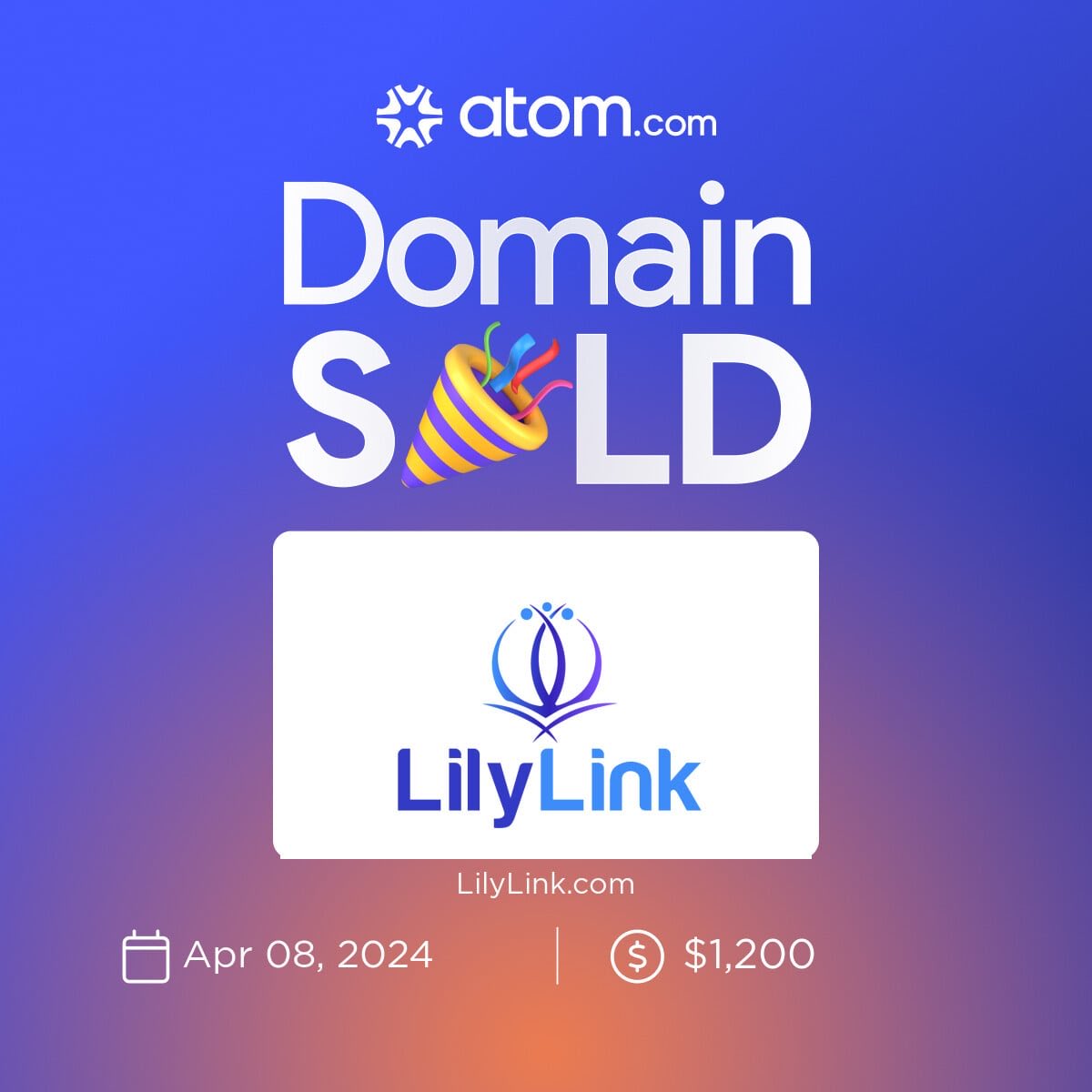 OrbitDomainsHQ's tweet photo. sold https://t.co/G4HDWCP6jG for $1,200 on @atomHQ  🎉

https://t.co/G4HDWCP6jG was the first Premium Domain I sold through https://t.co/TQagPkOS9A.

#LilyLink #DomainSold #Atom #PremiumDomain #DomainInvesting #BrandableDomains #Startup #Entrepreneur #Domains #DomainInvestor #Milestone #Success