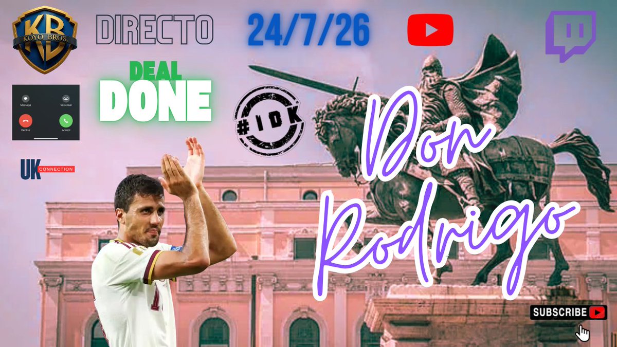 RodriBalonDeOro's tweet photo. 🍾FINAL FELIZ, RODRI 2030. OFICIAL EN BREVE, ENHORABUENA MADRIDISTAS #IDK🦊// 24/7/26

https://t.co/a8XfTVf4DF https://t.co/PWD9P8jn5X