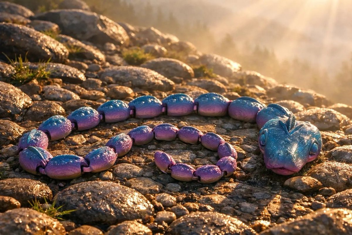 TripleThread3d's tweet photo. This printed snake has smooth segments, hypnotic colors, and unbelievably satisfying movement. Whether you’re fidgety, focused, or just love cool creature designs, this one’s ready to slither into your hands. Available on our Etsy shop. #FidgetToy  #SatisfyingThings #SnakeVibes https://t.co/cJslGGxDrh