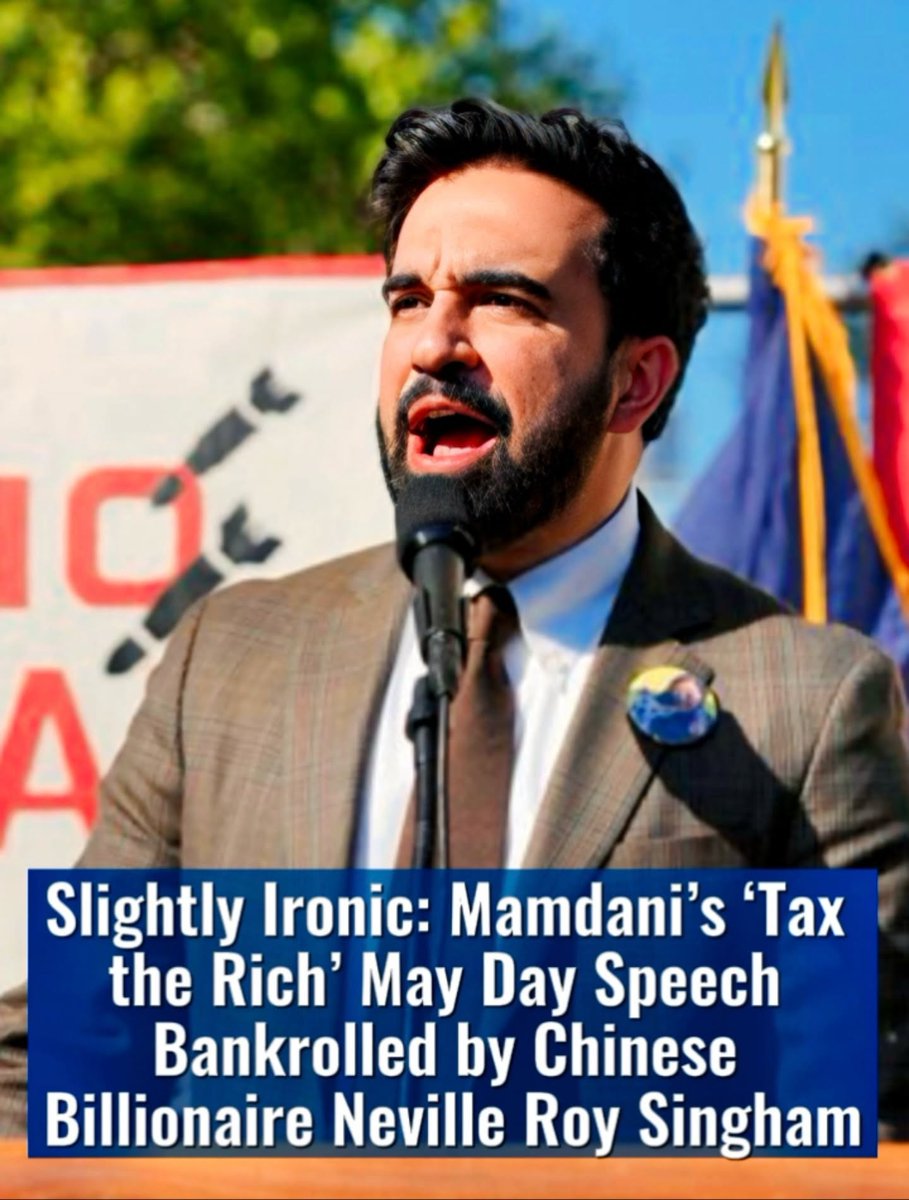 StanWil14145920's tweet photo. @glennbeck 🚨🇵🇸Muslim communist parasite Zohran Mamdani blasted billionaires at a "Tax the Rich" rally allegedly funded by Chinese billionaire Neville Roy Singham. Critics mocked the irony, joking Singham is apparently one of the "good billionaires" because he funds Islam and communism https://t.co/sXsEABEesU