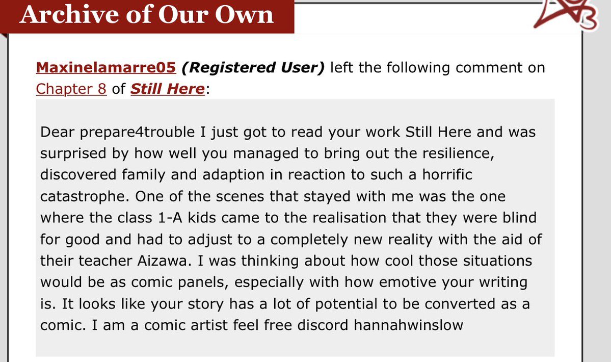 iamcobhead's tweet photo. I just had a comment on the latest chapter of my fic praising a scene that didn’t exist and offering to draw it as a comic. This is a whole new level of random. Normally they just leave something vague to pretend they read it. Now they’re writing it for me! 🤣 Deleted &amp; blocked. https://t.co/q1Lrn5JNFx