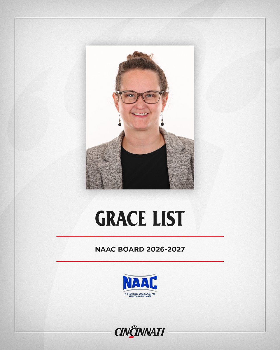 GoBEARCATS's tweet photo. Congratulations to Grace List on being named to the National Association for Athletics Compliance Board for 2026-27!

📝: https://t.co/ONWrv8Xzyz https://t.co/UBUbMyWZhw