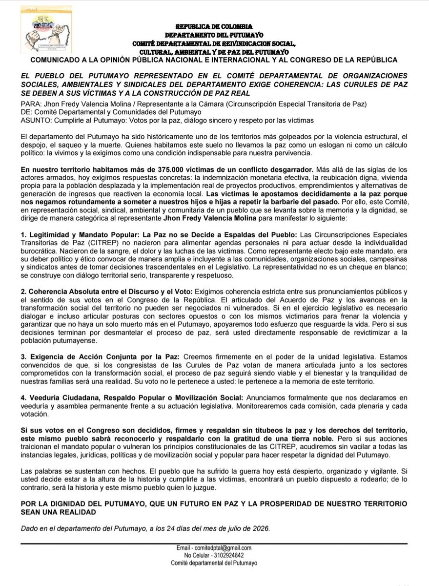 YesidCalvache81's tweet photo. #CumplirlealPutumayo https://t.co/Mdzvi7aqWL