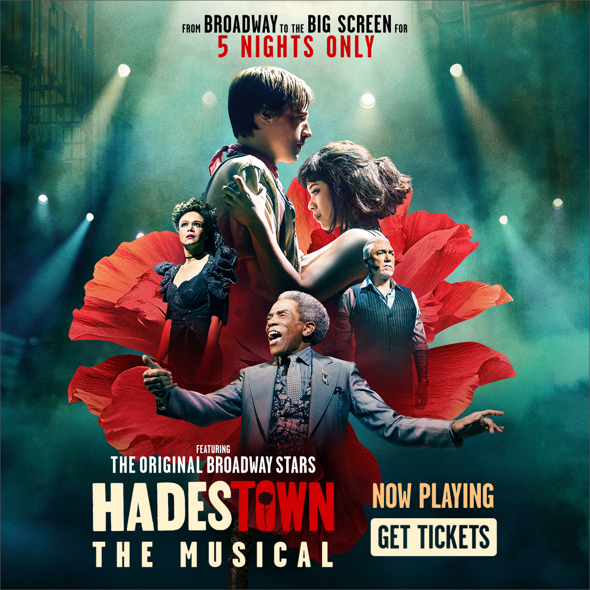 CinepolisUSA's tweet photo. From Broadway straight to the big screen! 🌹✨ Experience the Tony® and Grammy® award-winning musical featuring the original Broadway stars. #HadestownTheMusical is NOW PLAYING in theaters for 5 nights only! 🎭

Click the link and get your tickets!https://t.co/VRoemR08Zi https://t.co/WCfTBB6c5I
