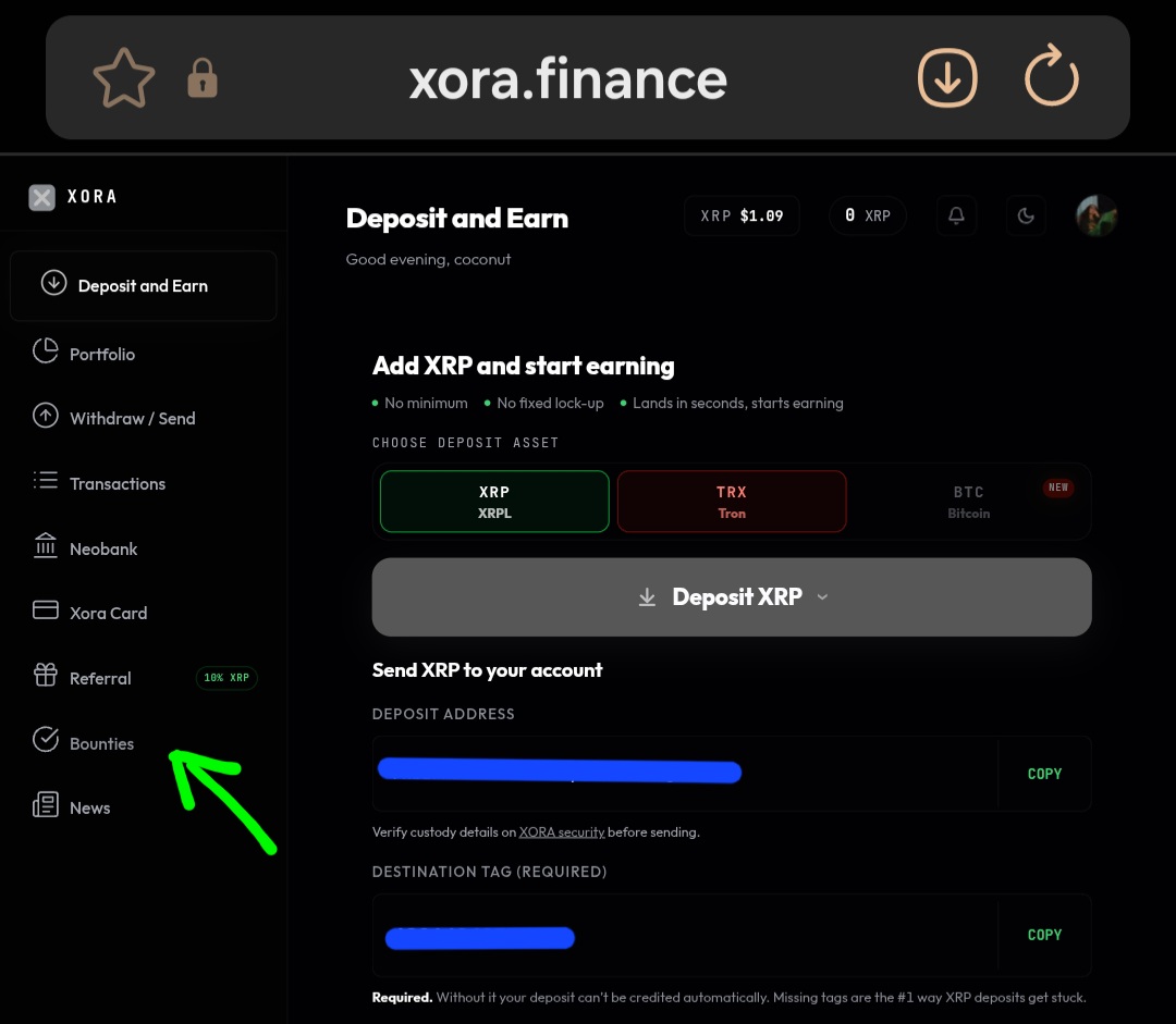 uncoolprecious's tweet photo. you're spending hours chasing thread contests that only three people will win.

meanwhile there's a marketplace out there that pays per post submitted. no leaderboard or competing against 500 people for one prize.

@xora_finance has a bounty marketplace for creators. nd earning on there isn't even just the bounty side.. you can also deposit XRP, earn real yield, and spend with the Xora Visa card. but let's focus on the creator part for a min.

here's how to get in anon:
• sign up on https://t.co/pIDduFS4vu
• click "start earning"
• bottom left menu -> bounties
• pick bounty according to platform - X, LinkedIn, Instagram, TikTok, Reddit all supported
create your post/thread/video
• submit
• get approved -> get paid in real, withdrawable XRP

you simply make quality content, it passes review, you earn in XRP.

content bounties pay $3 to $25+ per post on X, TikTok, Instagram, YouTube and LinkedIn. pay is directly proportional to reach.

if you're already making crypto content and getting nothing for it, this is free money sitting on the table.

get started on xora & start earning 👇🏾
https://t.co/WYO67DLttV