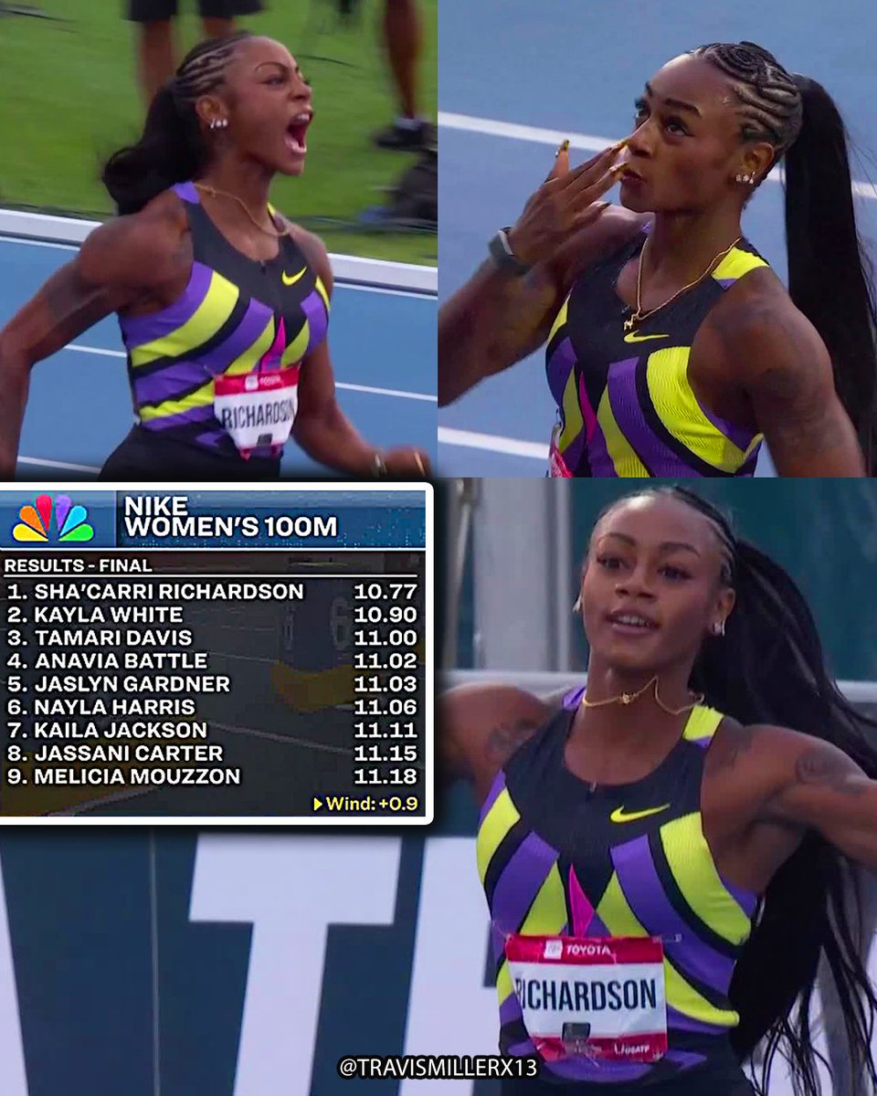 travismillerx13's tweet photo. Dominant run by Sha'Carri Richardson to add another national title to her resume! 🇺🇸🥇  #USATFOutdoors https://t.co/6UwgckcD5s