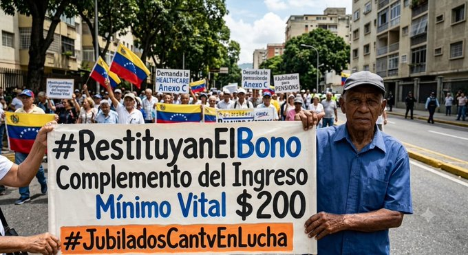 MarcoCeballo's tweet photo. #25Jul Entregamos Décadas a #CANTV y nos Cercenaron $50 Congelaron Pensiones. Los #JubiladosCantvEnLucha Reclamamos Justicia y que #RestituyanElBono Ya del Complemento al Ingreso Mínimo Vital a $200 @Aramoss8 @mariasan8 @SergioNovelliE @TAMARA_SUJU @ReporteYa @elsiglogt @NTN24 https://t.co/XNB8DipO63