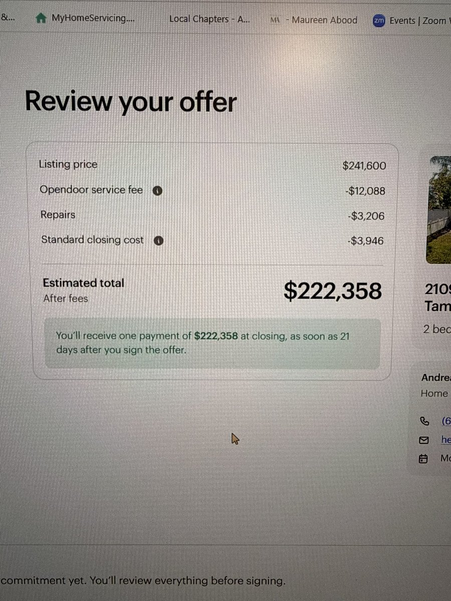 TH3B1GT33's tweet photo. Comps in the area (243 k) 
Vs
$OPEN offer (241 k) 

Realtor fee at 6% ($14,600) 
Vs
$OPEN service fee ($12,088) 

Repairs (can be viewed as “comps” IF house got full ask at $243 k)
Vs
$OPEN ($3,206) 

Closing costs regular ($5-7 k in Florida) 
Vs 
$OPEN ($3,946) 

No hassle, no waiting for offers, no “days on market.” Over all more cash at close. $OPEN is about to go parabolic. This is the all cash offer btw, not the “cash now more later option” 

Do with this information what you will. $OPEN