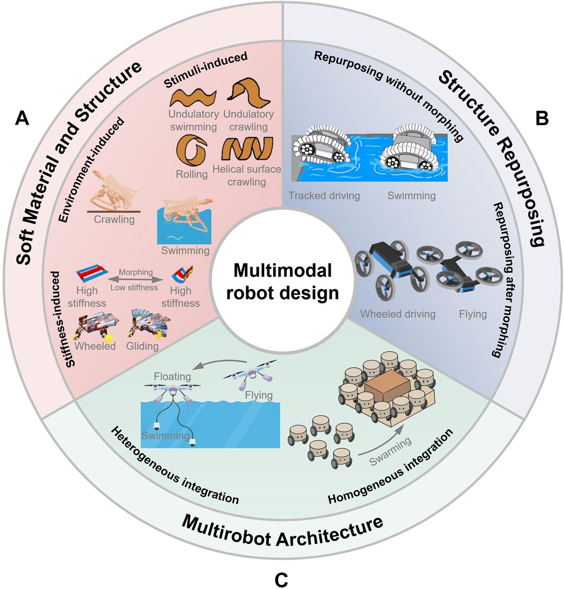 SciRobotics's tweet photo. A new Science #Robotics Review proposes a set of performance metrics that could improve the design of #bioinspired #multimodal robots, or systems that can switch between distinct modes of movement. @robotician @BIOROB_EPFL https://t.co/4vmVmauayZ https://t.co/e2NE0mwAcO