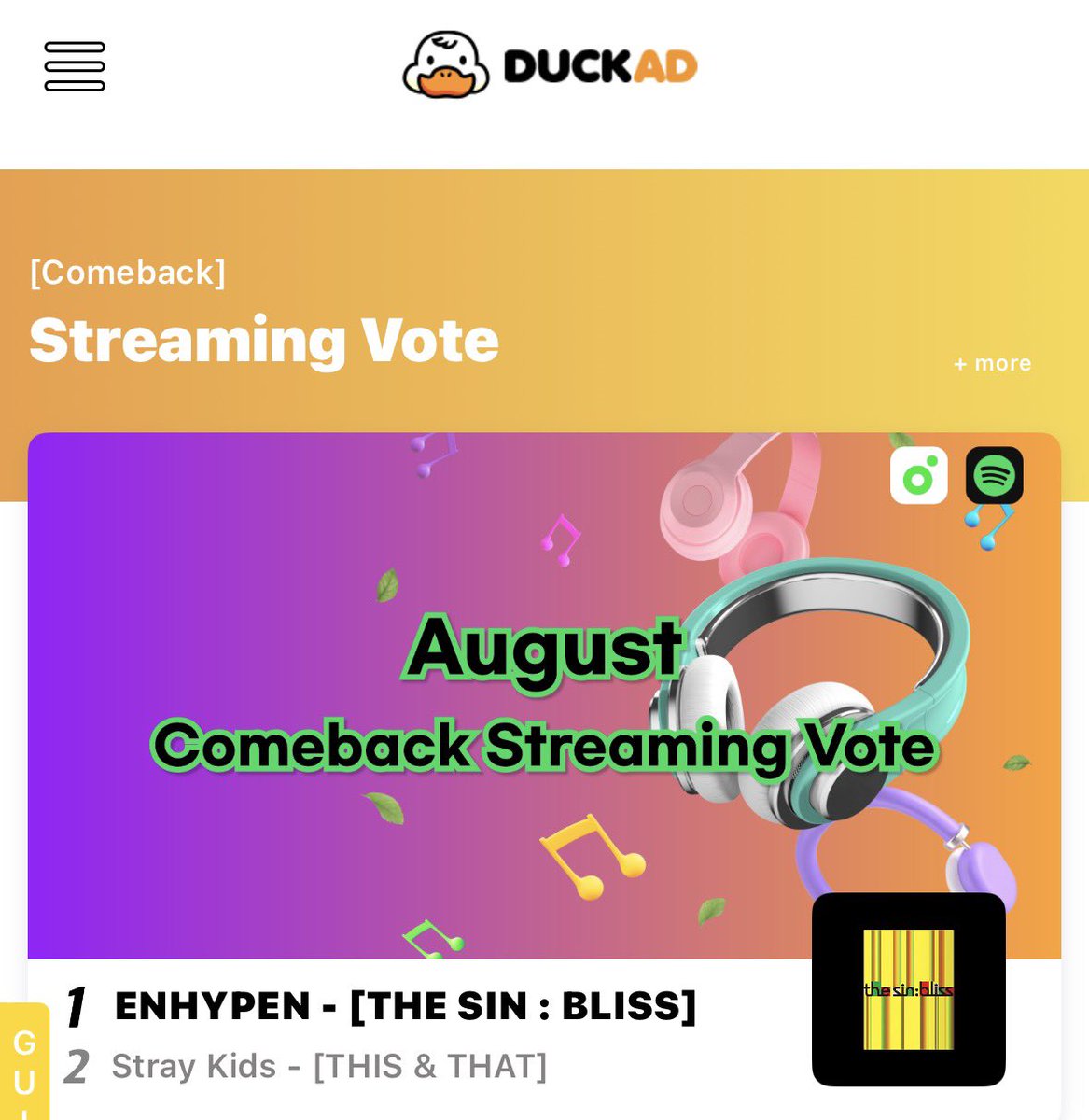 Bmw198131Watson's tweet photo. STAY please vote here on DUCKAD!

This is for 1000 melon streams!!!

You can only vote 10 a day so we all STAYS helping!

🏃‍♀️🏃‍♀️🏃‍♀️🏃‍♀️🏃‍♀️🏃‍♀️🏃‍♀️🏃‍♀️ https://t.co/kHi8e1OTGo