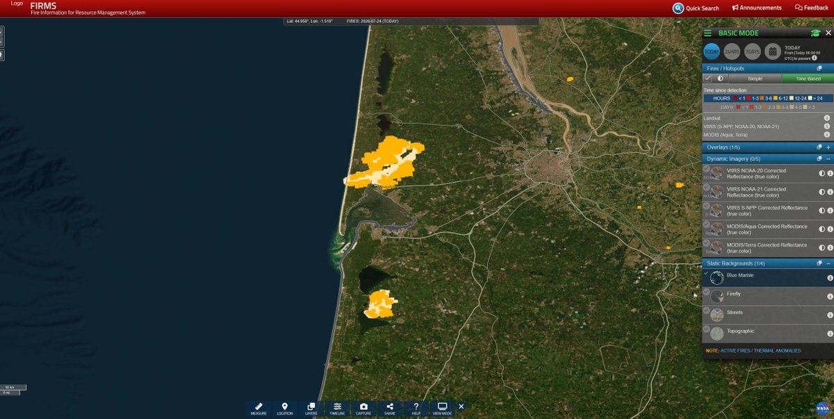 sebsebseb's tweet photo. Hi @NASA why hasn't there been any new data since 6 hours ? #incendies #bordeaux https://t.co/XQ33GGSdtM