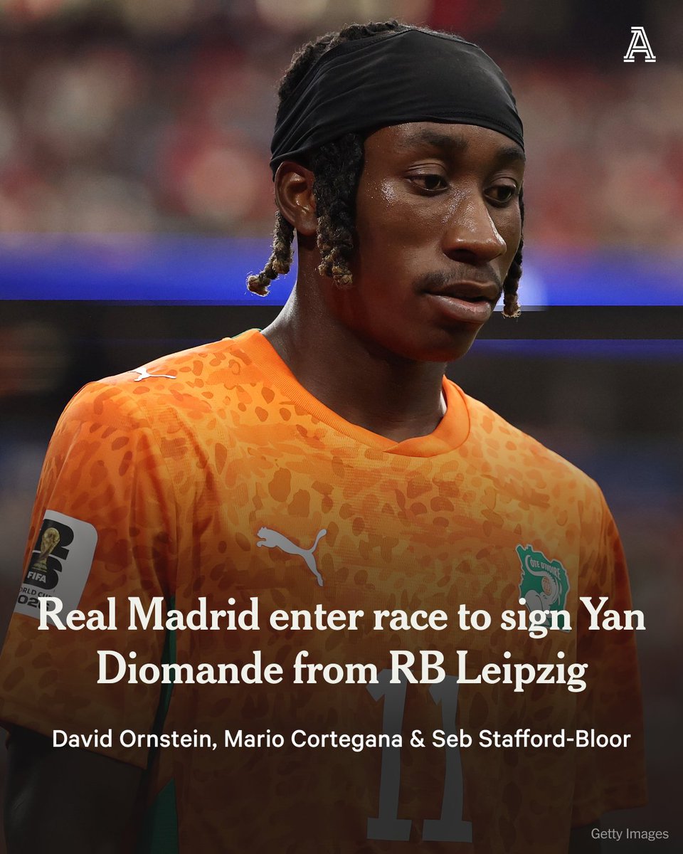 TheAthleticFC's tweet photo. 🚨 Real Madrid have entered the race to sign Yan Diomande and are in talks with RB Leipzig over a potential deal for the 19-year-old winger.  

More from @David_Ornstein, @MarioCortegana &amp; @SebSB

🔗 https://t.co/2b6eUiLLB3 https://t.co/Fgn3gE6GCs
