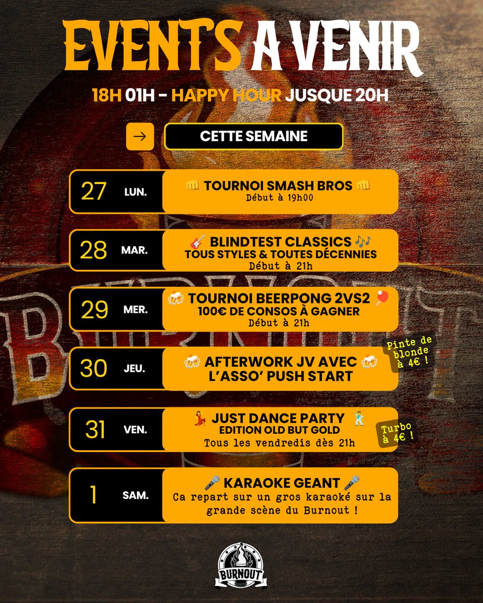 leburnoutbar's tweet photo. 🍻 Blindtest, Just Dance, beerpong, karaoké, tournoi, apéro... y'aura de nouveau de quoi faire ces deux prochaines semaines ! https://t.co/zbLBkQiPOl
