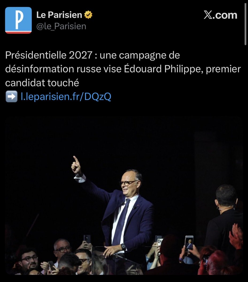 LBleuBlancRouge's tweet photo. Personne n’a remarqué cette prétendue campagne de désinformation russe visant Édouard Philippe.

Absolument PERSONNE.

Si elle a existé, elle n’a atteint ni touché le moindre Français.

Le véritable objectif du système est d’en faire un énorme battage médiatique, en faire des caisses afin de présenter Édouard Philippe comme le digne successeur de Macron, le rempart face à Poutine.

Tout le monde le sait. Tout le monde le voit.

Cette manipulation est trop grossière pour tromper quiconque : elle est purement et simplement vendue. 😉