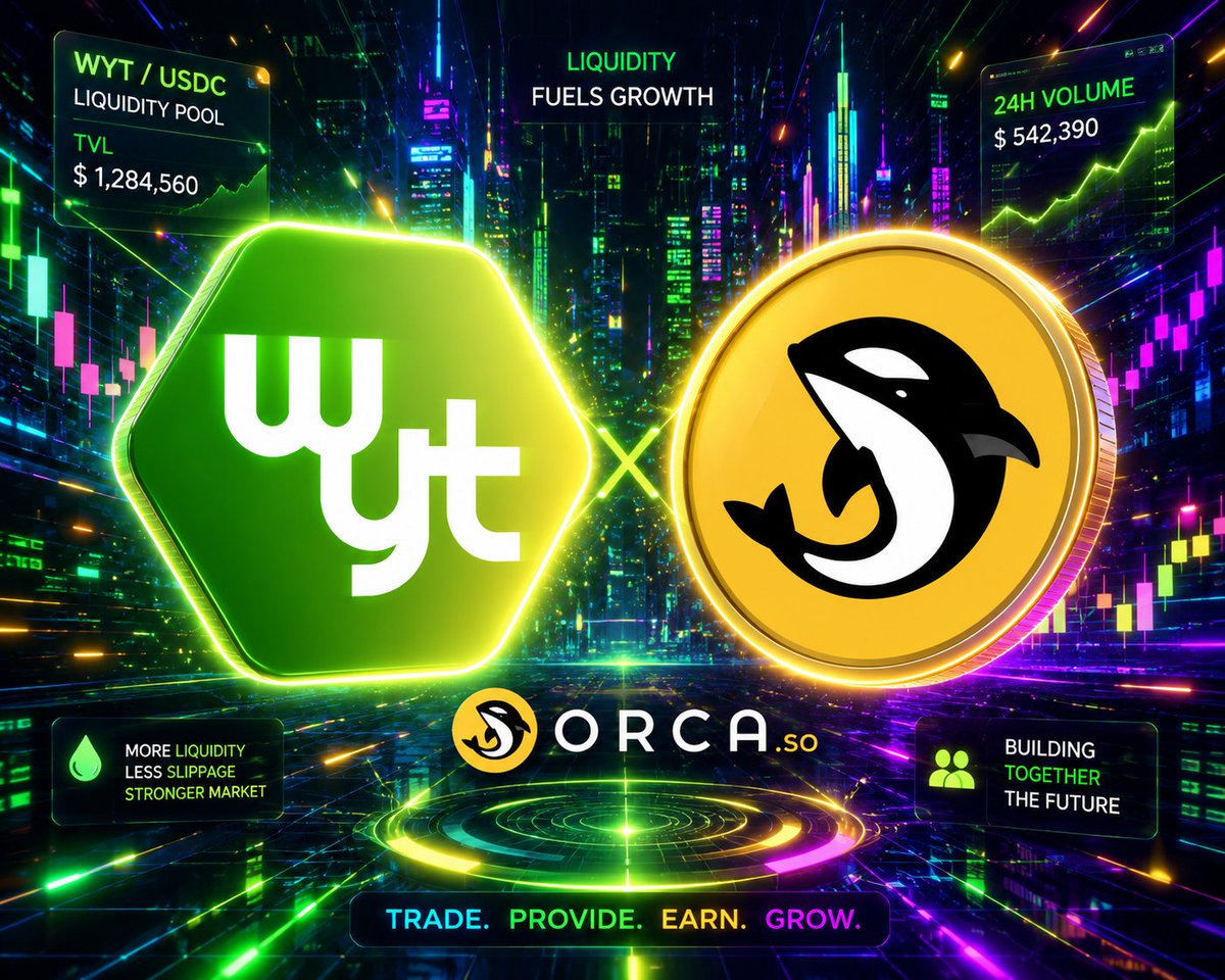 WYT_Token's tweet photo. 💚 More liquidity = a stronger ecosystem.

Every LP helps reduce slippage, improve the market, and grow $WYT.

Will you join the WYT/USDC pool?

https://t.co/oxBaXBXILw

#WYT #Orca #Solana #DeFi https://t.co/yA8oyafUDE