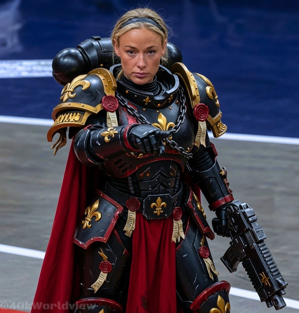40kWorldview's tweet photo. This gesture is now considered "derogatory" towards the heretic.

Pointing will continue until all enemies of the Imperium are purged. https://t.co/MMk8qzgyX7