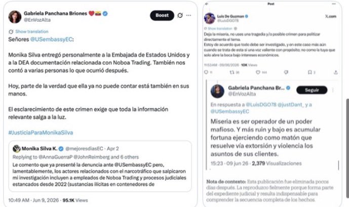 LuisDGO78's tweet photo. No señores y señora, no se confundan, no distorsionen y armen narrativas confusas y convenientes para victimizar a otra persona. Num 1) Yo fui el primero el mismo día que asesinaron a Monika Silva que en la noche escribí un tuit en mención de que hay que investigar, además mencionando la terrible corrupción en la provincia de sta elena.  Mi denuncia a la hoy querellada es por como ella de manera directa me ENDILGÓ calificativos de cometimientos de delitos. 
Por otro lado, no, no soy operador del gobierno ni nada que se le parezca, y a lo que la señora hoy querellada menciona en su ataque como “acumulando fortuna” es el resultado del trabajo honesto eñ más de 30 años de actividad empresarial privada. 
Lamento que todo esto escale por irresponsabilidad.