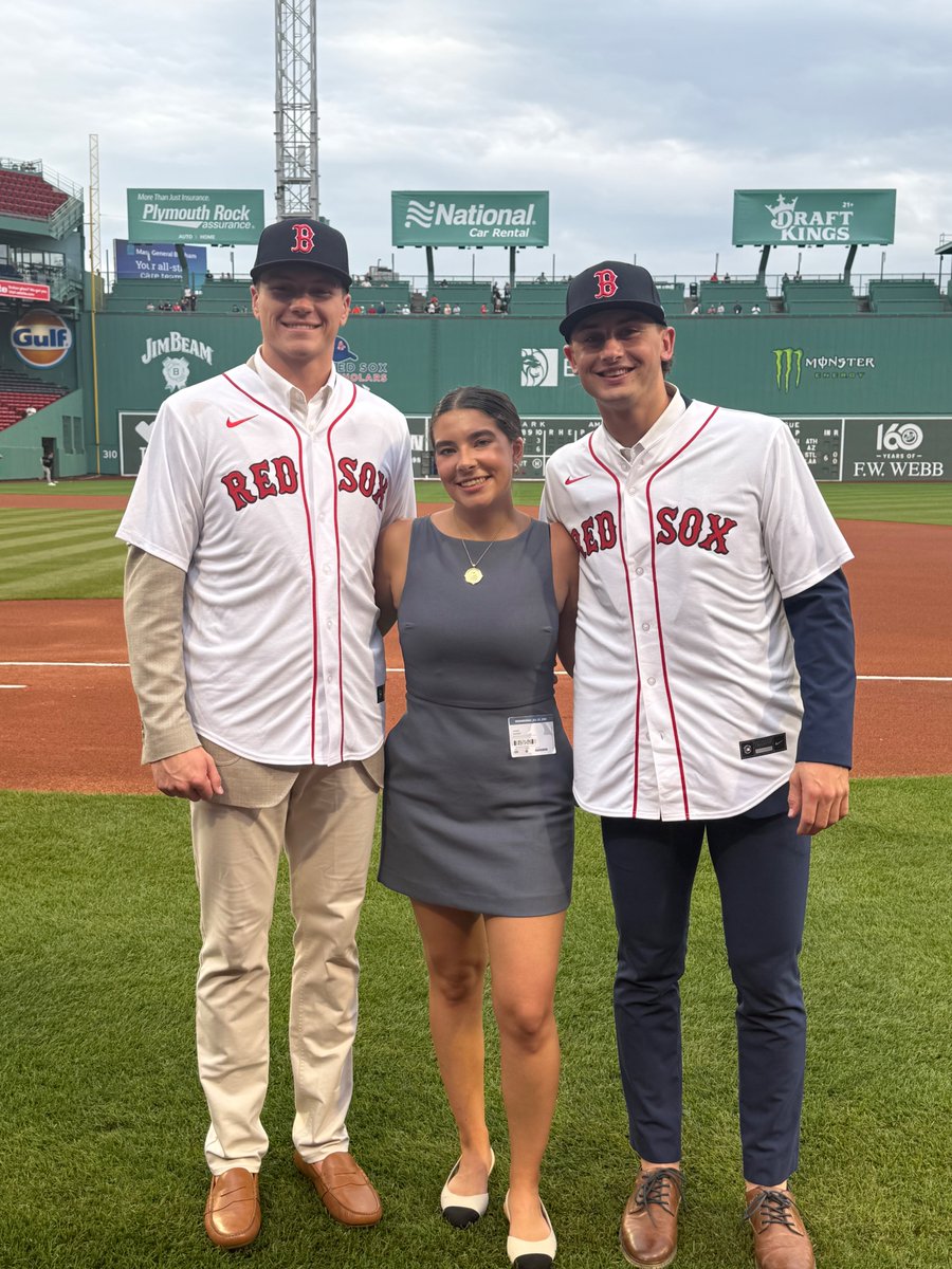 gracegnugent's tweet photo. In a pinch-me moment, I stepped onto the field at Fenway to talk with the Red Sox's two top picks—former UNC standouts Jake Schaffner and Owen Hull.

The three of us may be done with our Carolina careers, but it is true what they say: once a Tar Heel, always a Tar Heel. https://t.co/3zMS9hZuEI